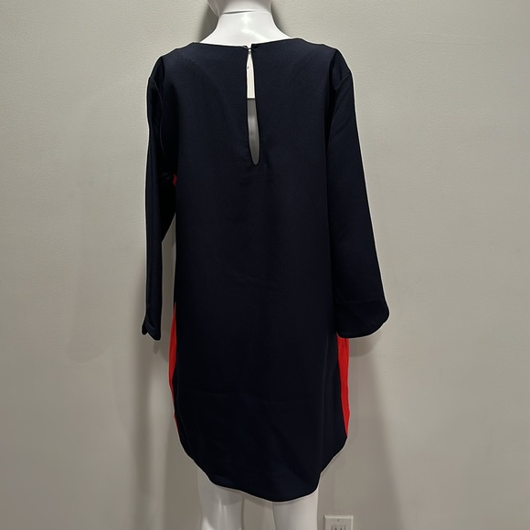H&M 3/4 Sleeve Navy & Red Color Block Midi Dress - Picture 6 of 6